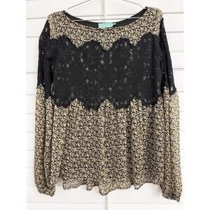 Judith March black lace overlay blouse  Size Large
